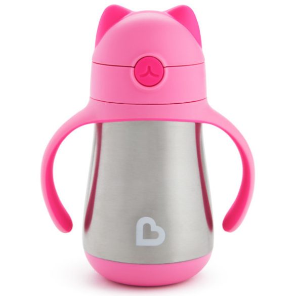 Munchkin Cool Cat™ hőtartós, szívószálas itatópohár 240ml - pink