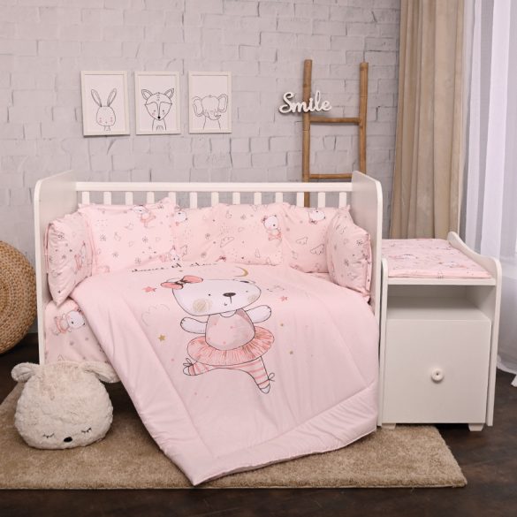 Lorelli ágynemű garnitúra Trend kombi ágyhoz - Pink Ballerina Bear