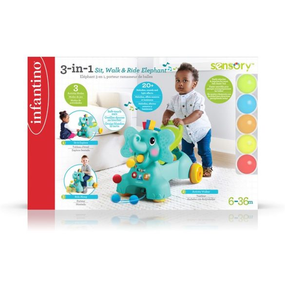 Infantino Sit, Walk & Ride Elephant 3az1-ben járássegítő