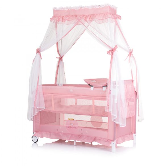 Chipolino Palace multifunkciós utazóágy szúnyoghálóval - Princess pink